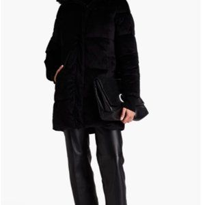 UNREAL FUR Faux fur-trimmed quilted velvet hooded coat